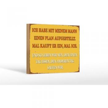 Femer GmbH Wandkunst: „Ich und mein Mann planen“ – Holzschild 18 × 12 cm