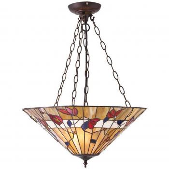 Bernwood Tiffany Glass 3-Light Ceiling Fixture