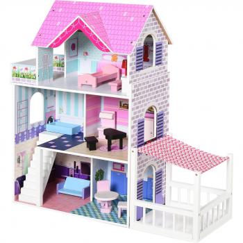 Casa de Muñecas de Juguete de 3 Pisos con Muebles