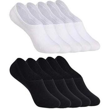 YOUCHAN Füßlinge No‑Show – 10 Paar, schwarz‑weiß, 35‑38, Anti‑Slip‑Pad