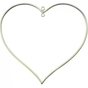 Anneau métallique cœur 13 x 13 cm, épaisseur 25 mm, blanc, 10 pièces