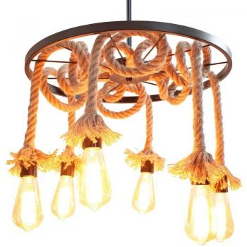 Rustic Hemp Rope Hanging Chandelier for Dining Room