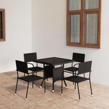 Vidaxl Ensemble À Dîner De Jardin 5 Pcs Résine Tressée Noir