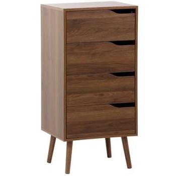 Mueble Cómoda de Madera de Nogal con Efecto Natural – 4 cajones, 48x39,5x96 cm