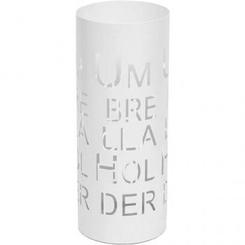 Récupérateur d'eau porte-parapluie rond 55 cm motif écriture en métal blanc