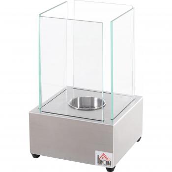 HOMCOM Bio-Ethanol-Kamin 0,4L Edelstahl 2 Stunden rauchfrei 20x20x33 cm