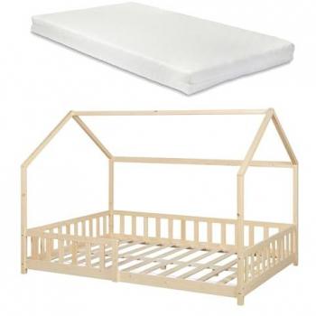 Lit cabane Hesel avec matelas à mousse 140 x 200 cm