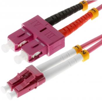 Erikaviolette LWL‑Patchkabel 20 m Helos – 50/125 µm OM4 LC/SC Duplex