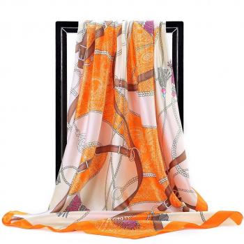 Blumenprägung Satin-Schal 90×90 cm – Weiblicher Haar