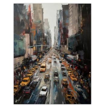 City Hustle NYC: 5th Ave Cab Scene Acrylic Artwork