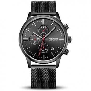 Montre Homme Acier Inoxydable Imperméable Chronographe Quartz Analogique