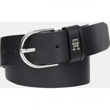 Black Leather Belt with Metal Buckle by Tommy Hilfiger (Size 75 CM)