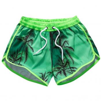 Quick Dry Women's Board Shorts with Coconut Tree Design