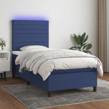 VidaXL Boxspringbett 90x190 cm mit Matratze und LED-Beleuchtung Blau