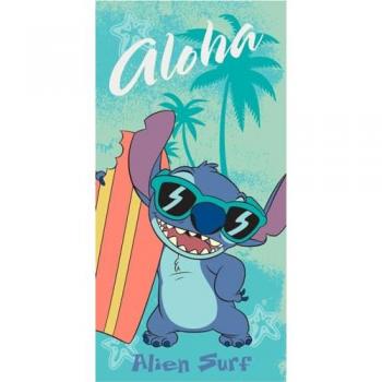Toalla de Playa Stitch Surfer 140x70cm, Poliéster Fresco, Ideal para Verano y Piscina