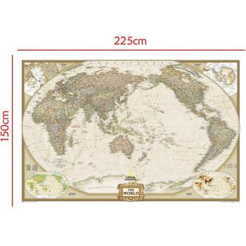 Non-Fading Foldable World Physical Map 150x225cm for Culture and Education