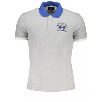 Elegantes Graues Baumwoll-Polo-Shirt mit Kontrastdetails
