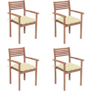 VidaXL Cream Cushioned Teak Patio Chairs