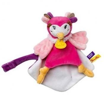 Doudou Chouette Lou avec attache-sucette