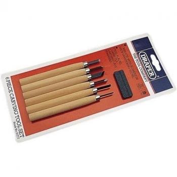 Draper Professional Quality 7 Piece Detail Wood Carving Chisel Set with Stone Sharpener