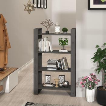 Étagère séparatrice gris 80 × 35 × 125 cm, pin naturel