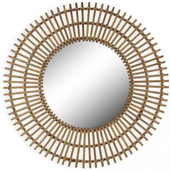 Espejo enmarcado bambú beige 81 x 81 cm