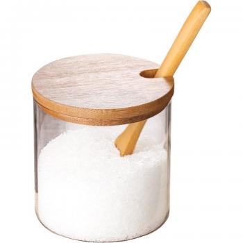 Concise Clear Spice Jars with Wooden Spoon for Serving