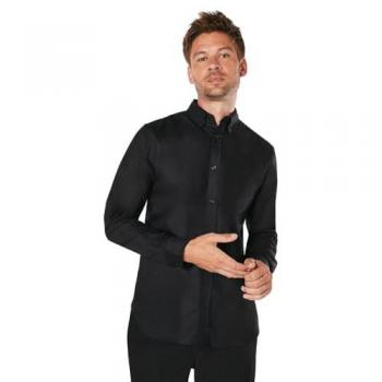 Men's Black Cotton Long Sleeve Oxford Shirt