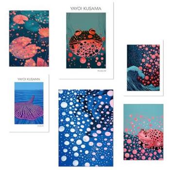 Nacnic Pósters Yayoi Kusama Set de 6 Peces Agua Naturaleza Azul Sin Marco