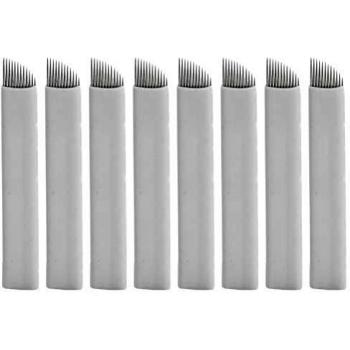 SUPVOX 50pcs Agujas de Microblading 12 pines cuchillas