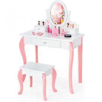 Set de Tocador para Niñas con Espejo Desmontable y Cajones