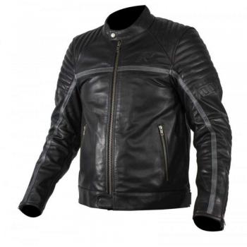 Giacca moto Rukka Yorkton in pelle Nero Argento 58