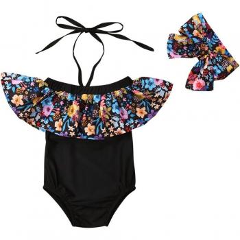 Bañador de Verano con Volantes y Diadema para Niña