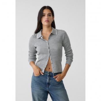 Cardigan a Bottoni Stradivarius Grigio Melangiato S