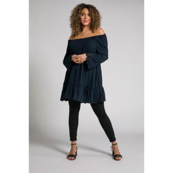 Blusa taglie forti con scollo elastico a righe, Blu, Taglia 52/54, Viscosa