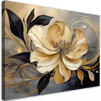 Impression Toile Abstraite : Fleur Beige 60x40