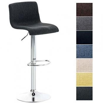 Tabouret de Bar Hoover – Assise Tissu Gris Foncé, Piètement Métal Chromé