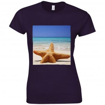 Ocean Glow Starfish Holiday Purple Tee XL
