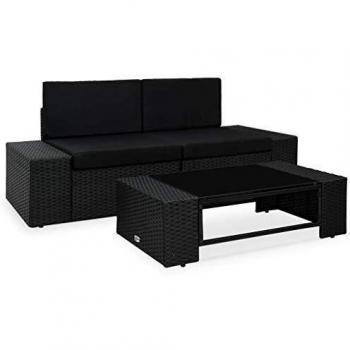 Luxury Garden Recline Set – 3 Pieces, Polished Black
