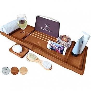 JOSKEL Wooden Bath Board with Wine Glass Holder