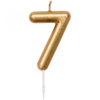 Zahlenkerze 7 in edlem Gold