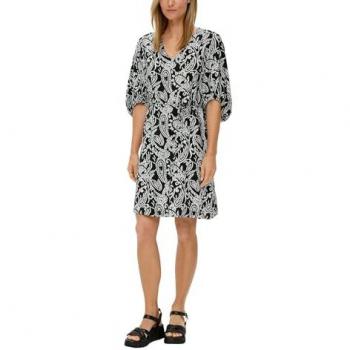 S.Oliver Damen Midikleid mit V-Ausschnitt und Print