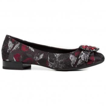 Geox Women’s Ballerina Wistrey D844GA in Red & Black Printed Fabric, 37 DK‑Red