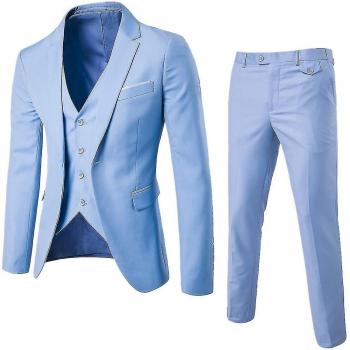 Costume Darmowade Slim Fit Homme 3 pièces (Veste, Pantalon, Un Bouton)
