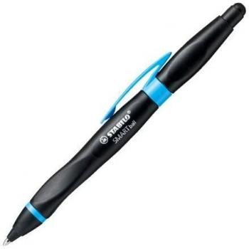 STABILO SMARTball 2.0 Kugelschreiber & Stylus für Linkshänder, schwarz/cyan, blau