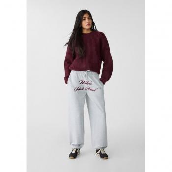 Pantaloni jogger grigio melangiato con ricamo L