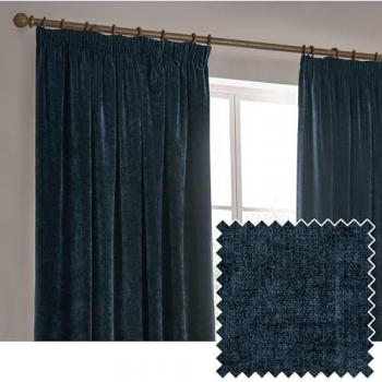 Navy Ready-Made Heavy Chenille Velvet Pencil Pleats