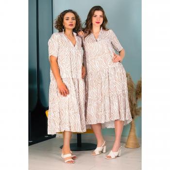 Rochie midi bej cu maniche corte pentru femei 36