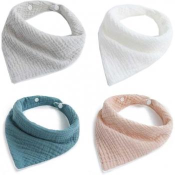 Kit repas enfant 4 en un : bavoir, serviette à bouton-pression, bandana, tissu anti‑rot