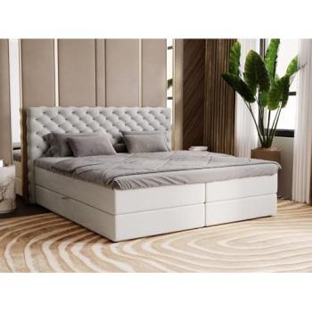 Lit continental Bergamo 200x200 en velours gris clair